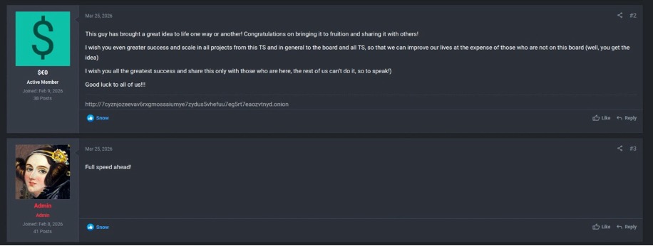 TierOne members endorse the Leak Bazaar listing; member beebeek3 endorses on 1 April 2026