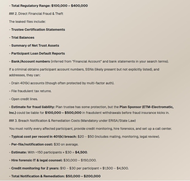 TITAN AI-engine financial-exposure output report