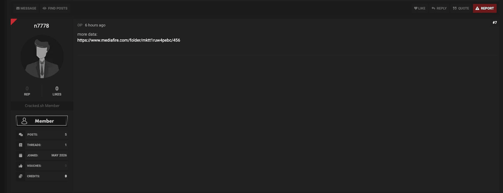 JA456 follow-on package posted on Cracked under the username n7778