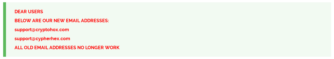 Update posted to Cl0p's dedicated data leak site listing the new email addresses victims are directed to use for contact