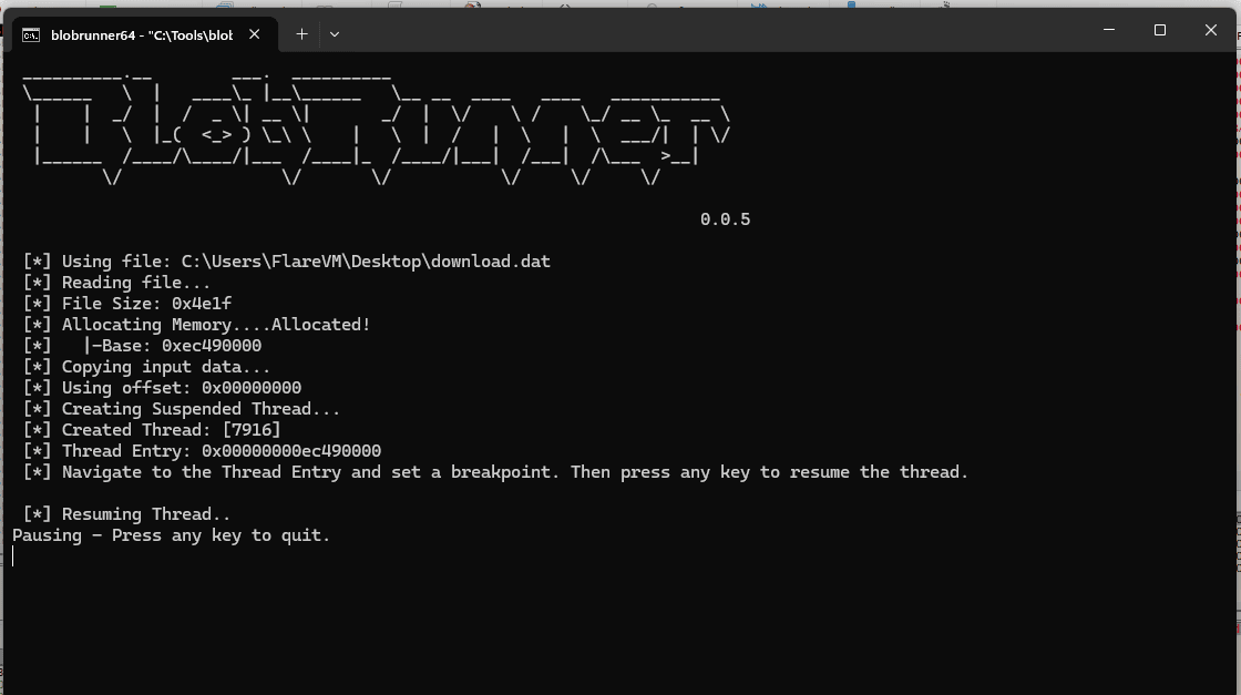 Stage 3 API resolution evidence showing dynamic lookup of Windows functions from the shellcode data block