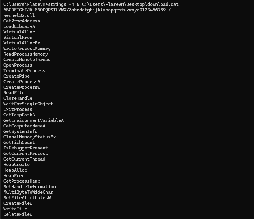 PEB-based module walking and API resolution evidence used by the shellcode to avoid a static import table