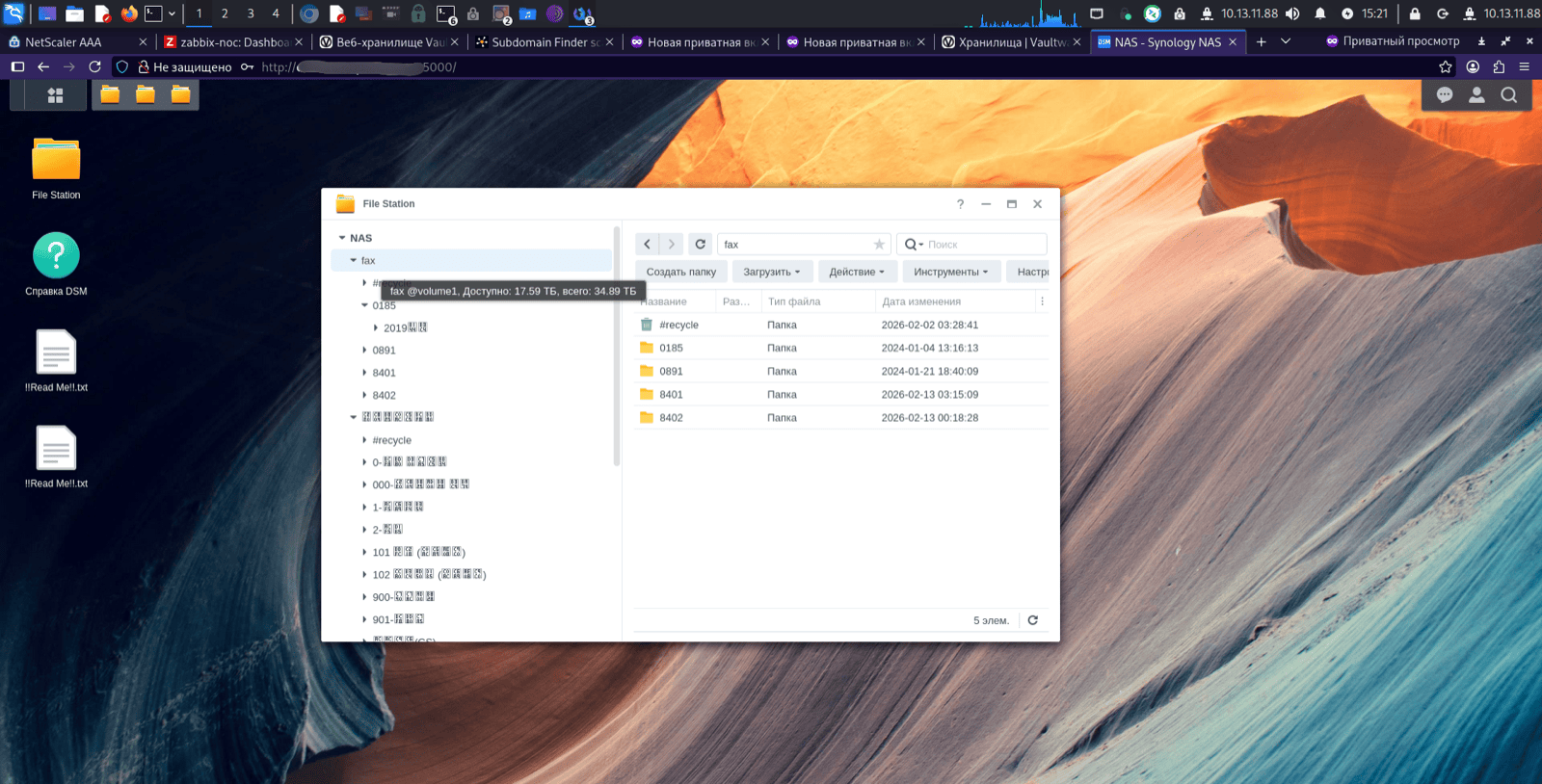 Zabbix and Vaultwarden usage with RAZBOR and FIRSTMAIL bookmarks